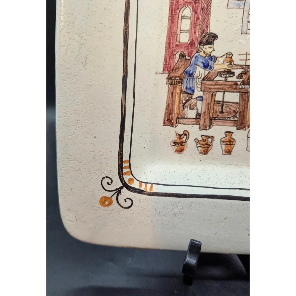 Vintage‎ Rampini Ceramics Italian Pottery Square Wall Plate 10.5